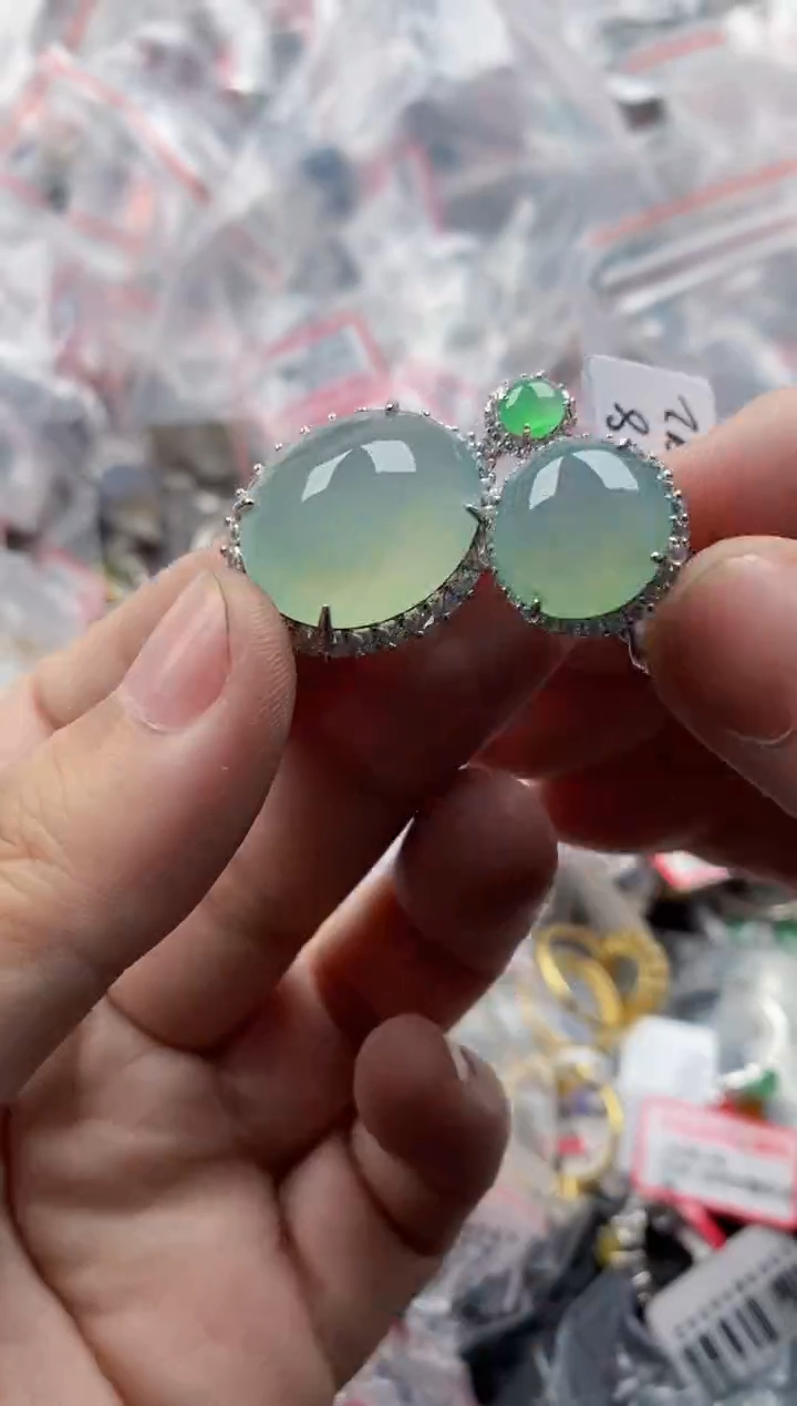 银S925镶嵌戒指翡翠101010-----1