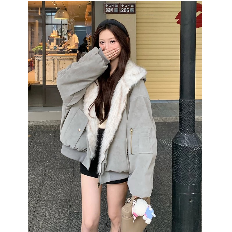 短外套外套时尚连帽百搭韩版女冬季派克服加厚女