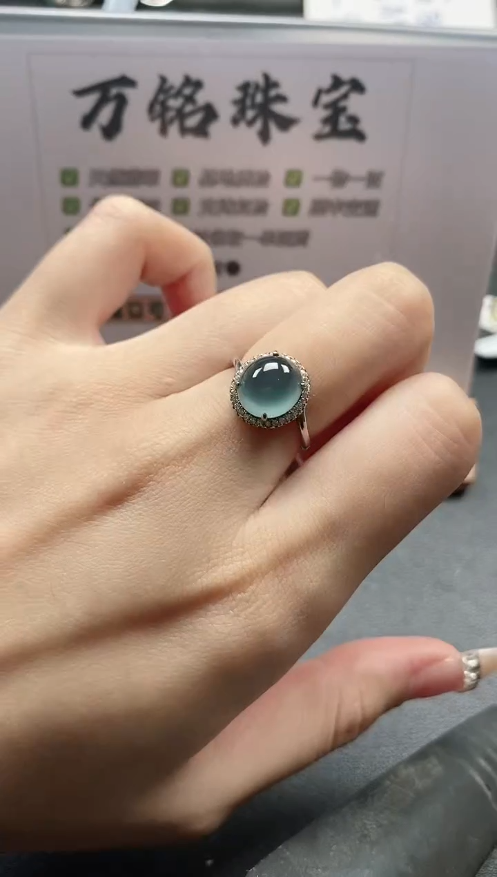 银S925镶嵌戒指翡翠51511