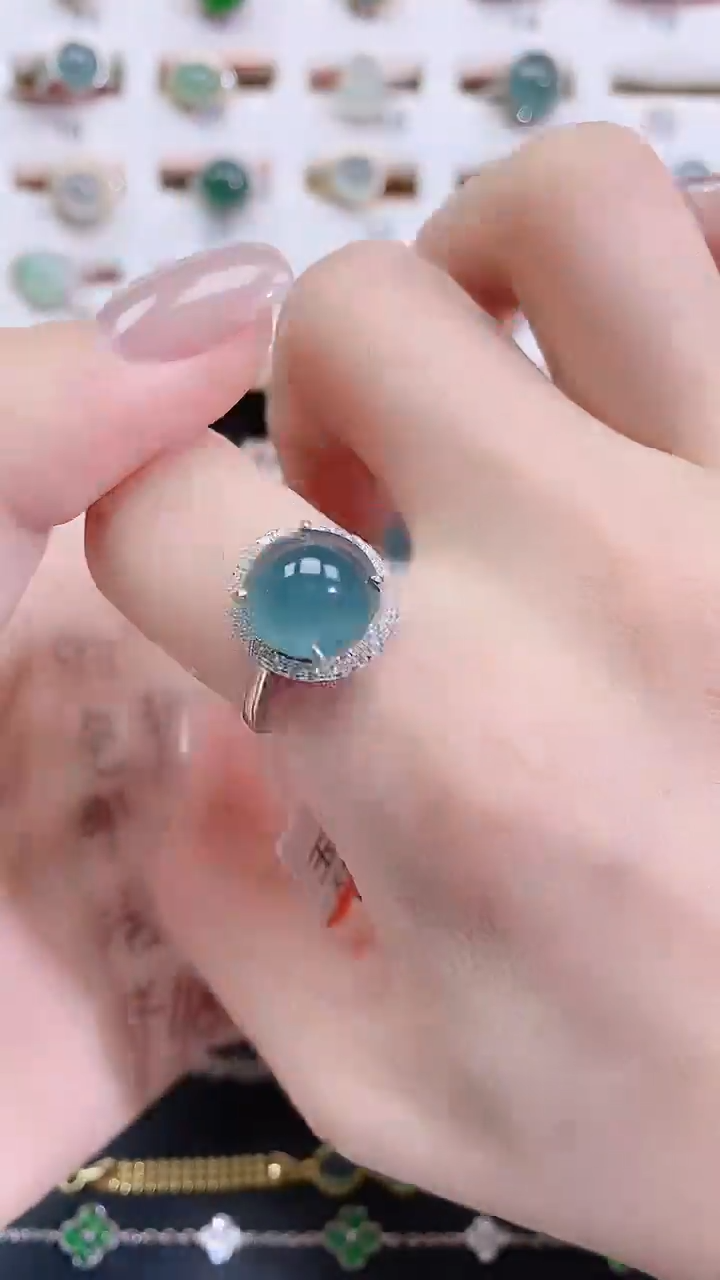 银S925镶嵌戒指翡翠天然翡翠