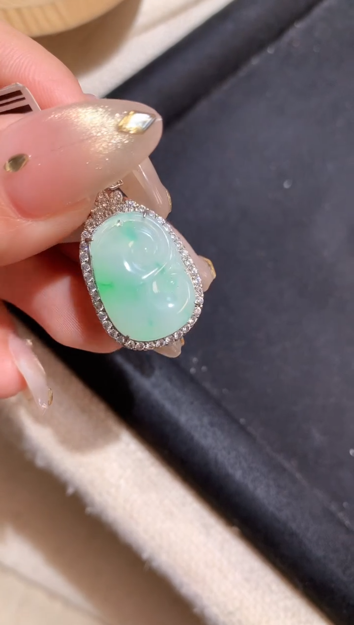 银S925镶嵌手串翡翠【挽石珠宝】如意