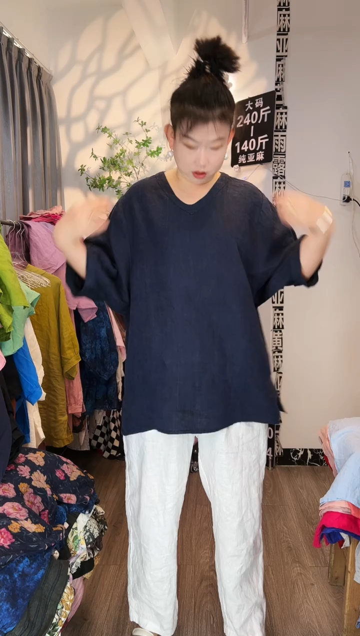 亚麻汉麻苎麻大码女装。人字纹