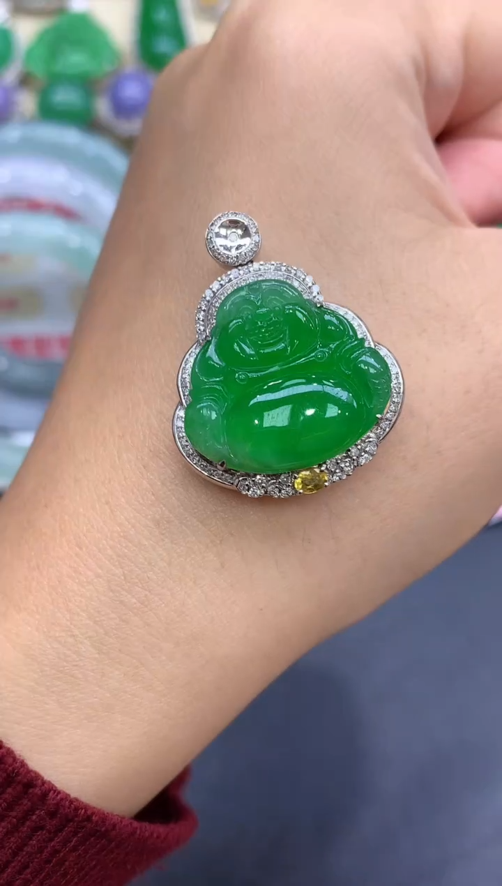 颈饰18K金镶嵌翡翠367-中国好珍宝