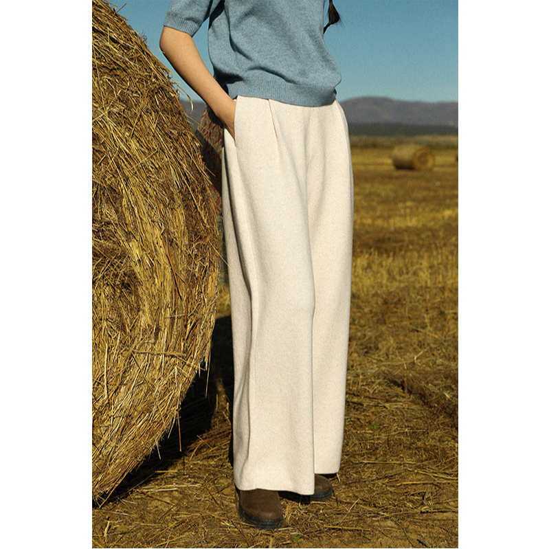 【臻厚暗痕】云栖橪高克重老钱风阔腿裤光腿神器