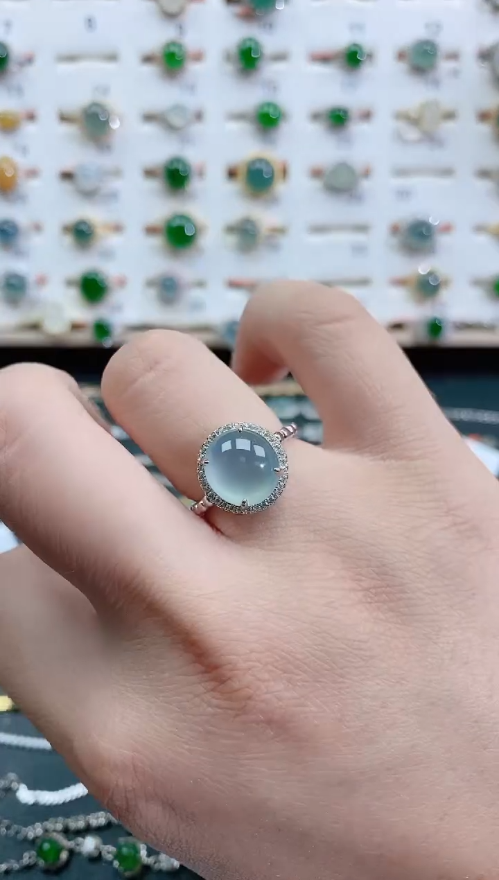 银S925镶嵌戒指翡翠天然翡翠