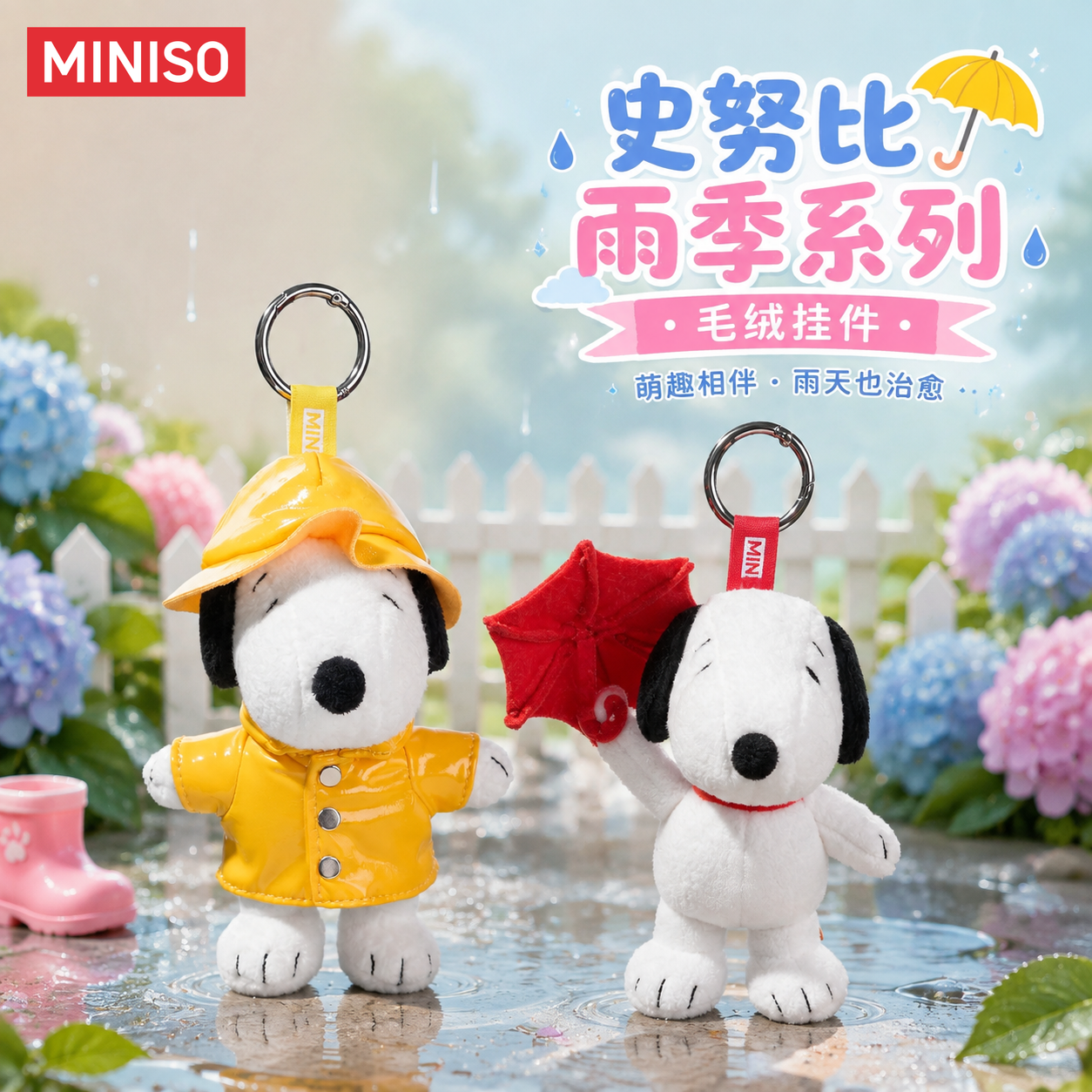 名创优品正版史努比雨衣毛绒挂件玩偶可爱包挂娃娃生日礼物送女生