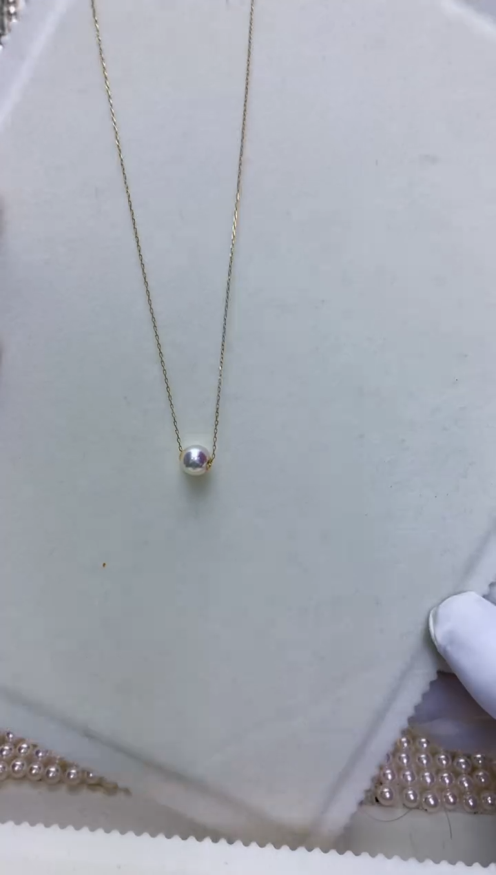 【闪购商品】海水珍珠饰品18K金镶嵌8-9路路通不含金链