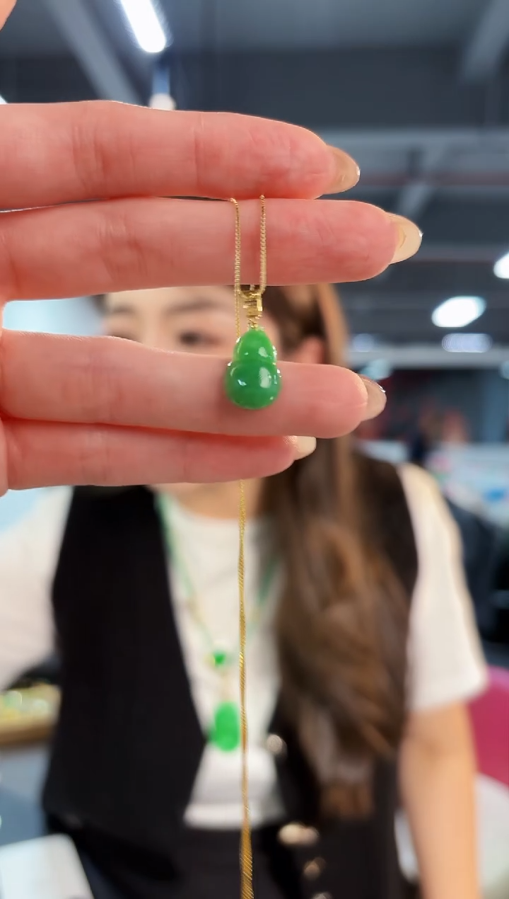 【闪购商品】翡翠吊坠(不含链)18K金镶嵌缅料A货/支持复检/一件