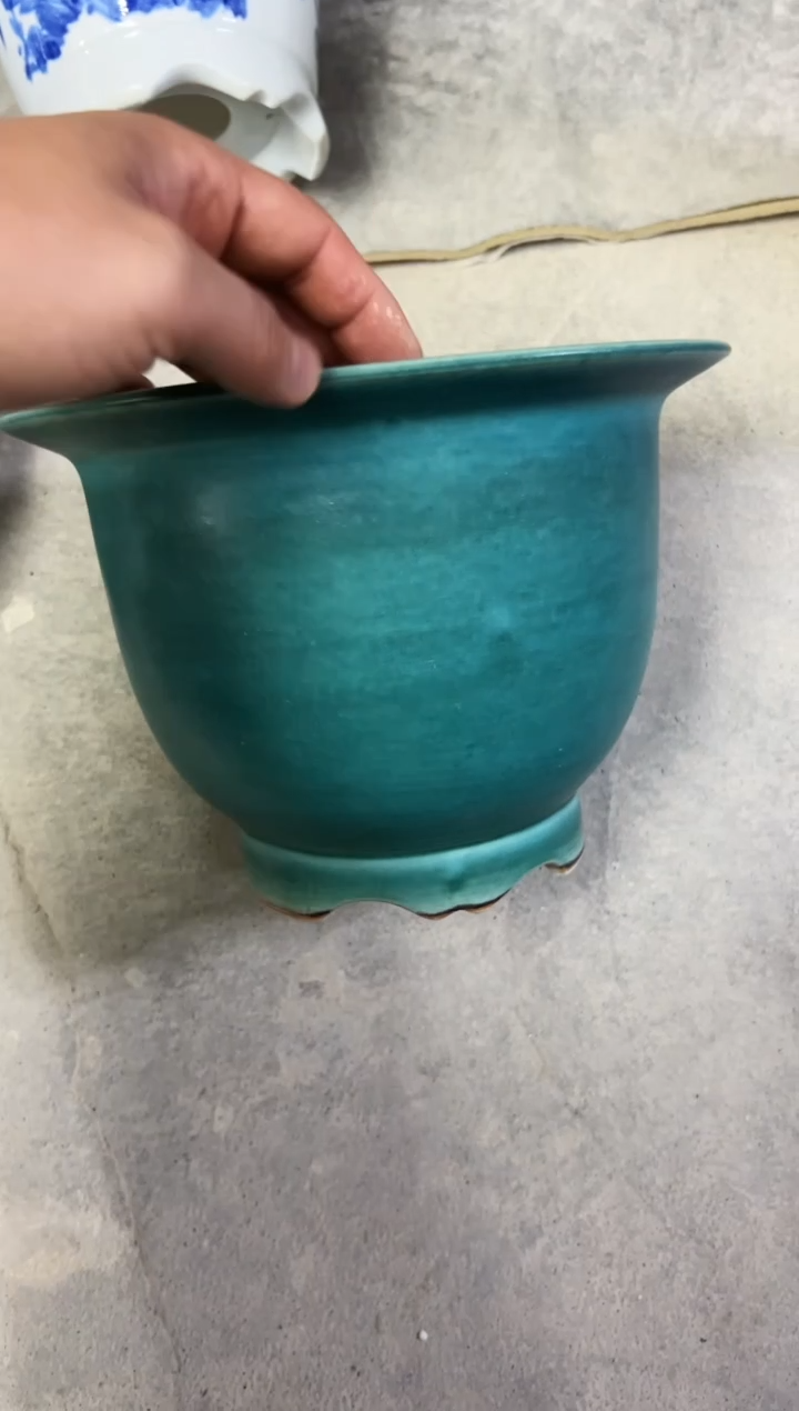 微瑕景德镇颜色釉花盆高17外口23内口18