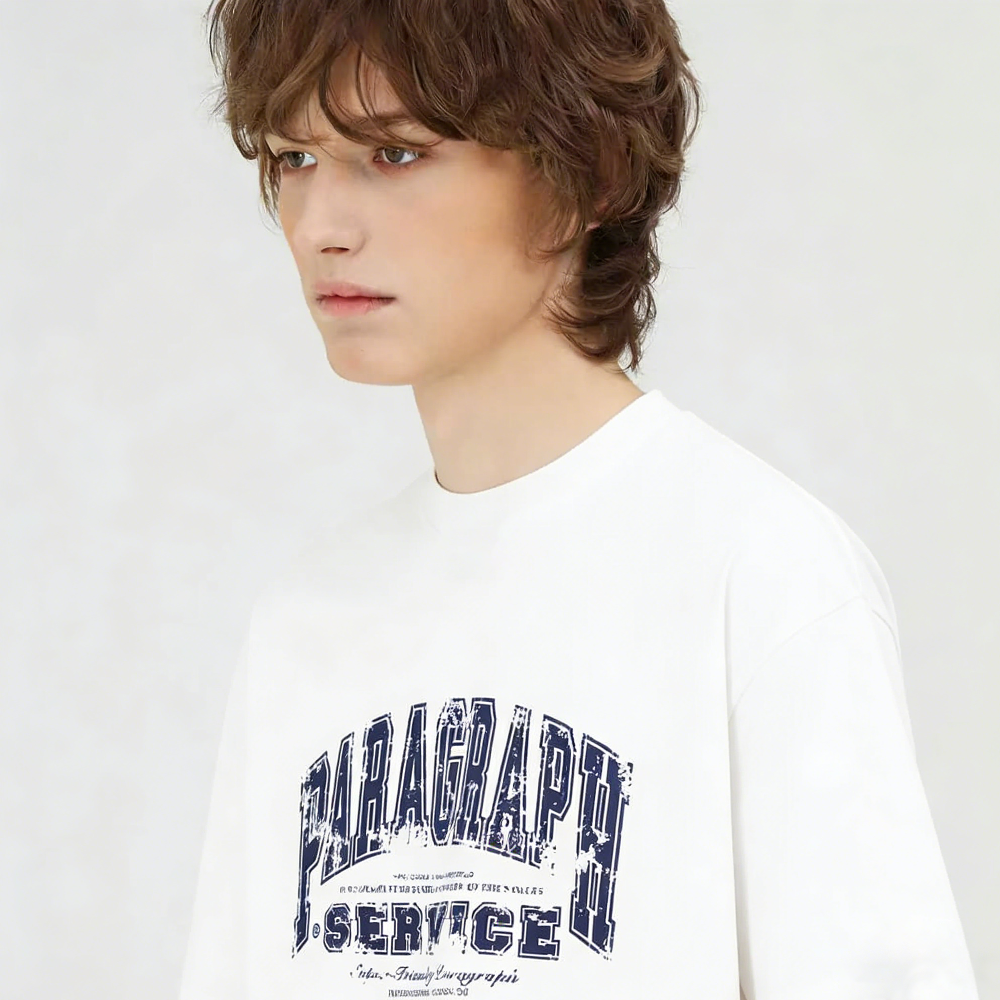 paragraph圆领短袖ins韩国东大门T恤男女宽松设计感小众上衣印花