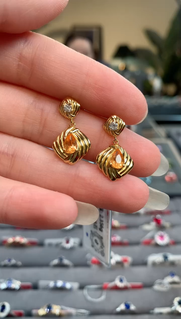 【闪购商品】石榴石（芬达石）耳饰银S925镶嵌芬达石