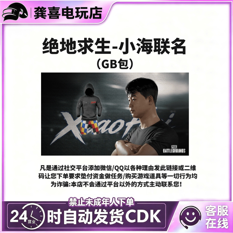 pubg绝地求生steam PUBGx小海联名套装pubgcdk兑换码（G币包）