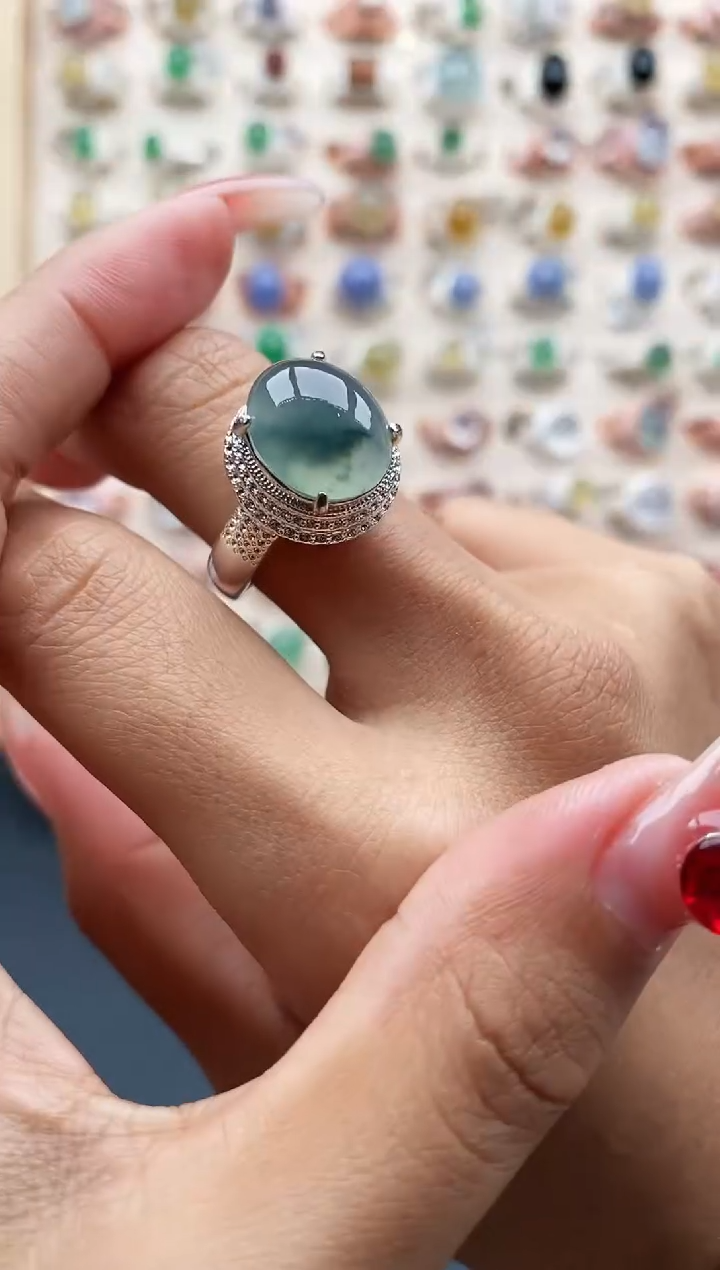 【闪购商品】翡翠戒指未镶嵌缅甸天然A货翡翠555  10+2