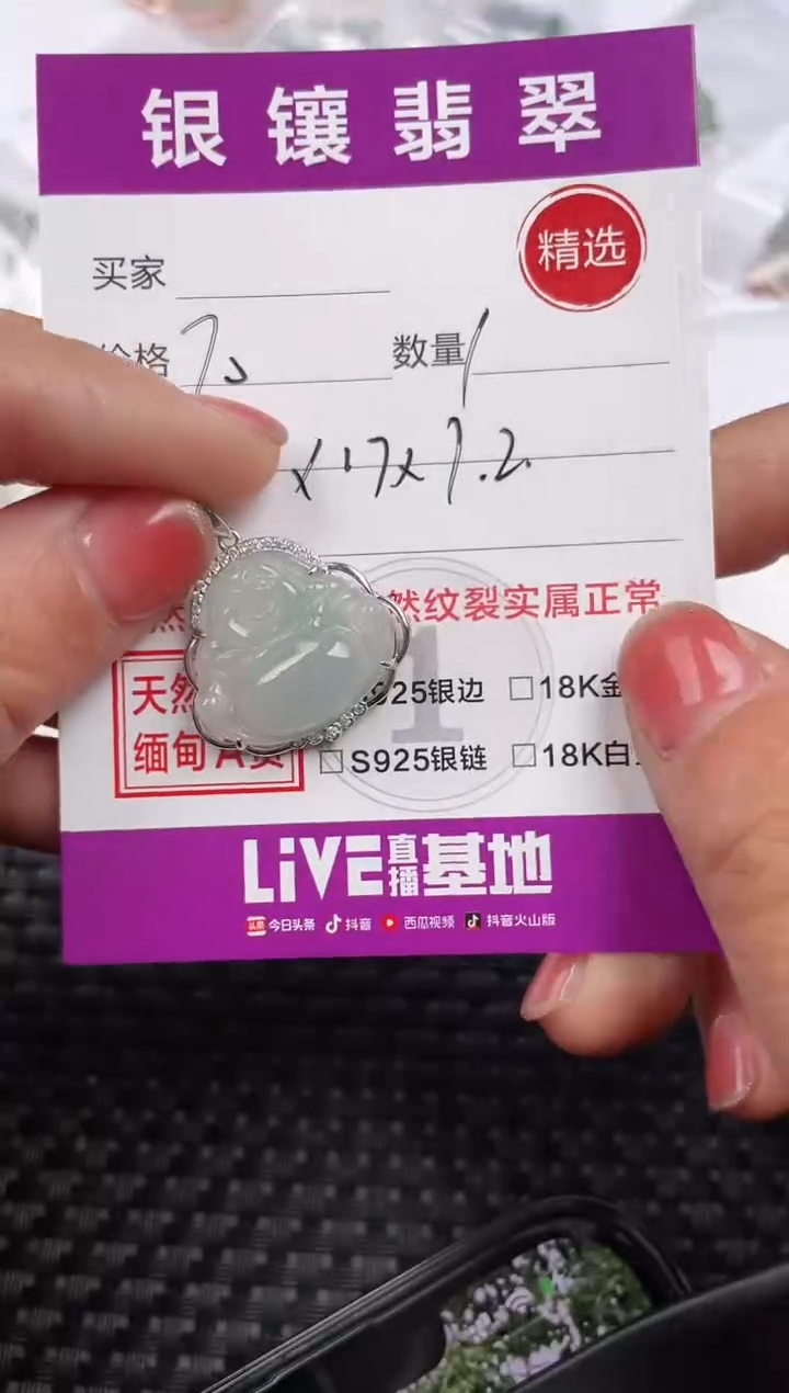 【闪购商品】翡翠颈饰银S925镶嵌吊坠