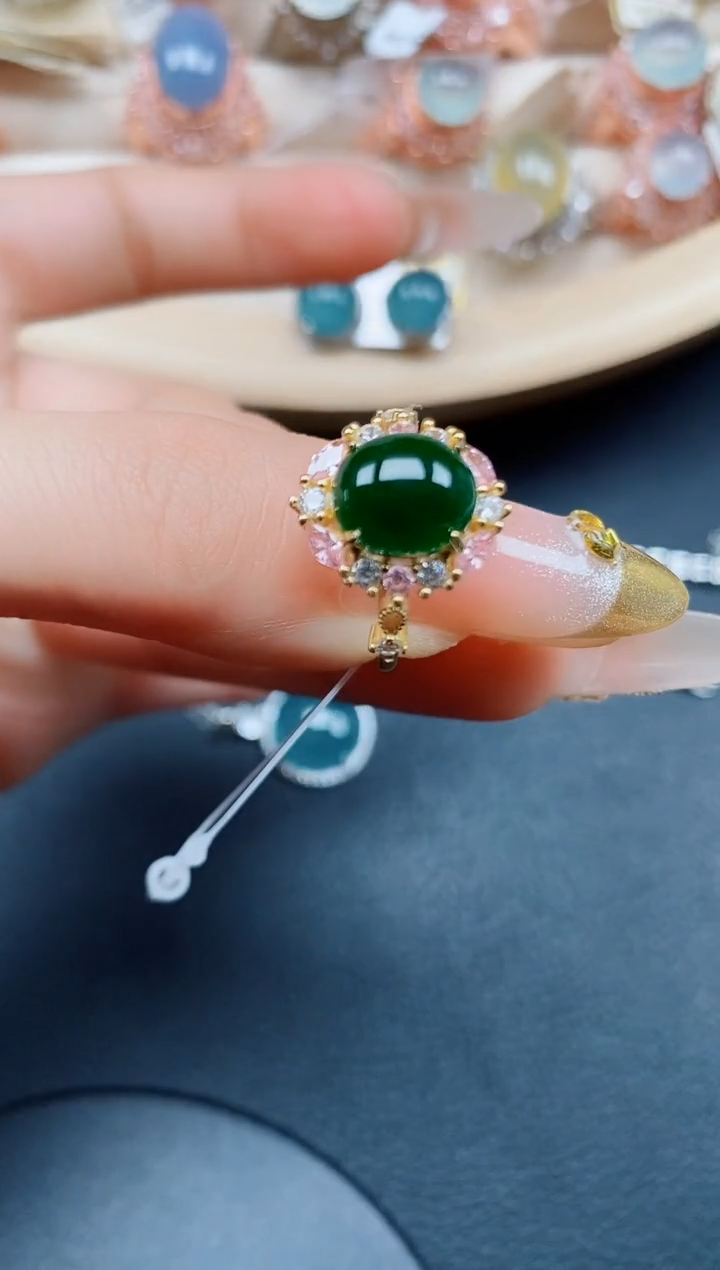 【闪购商品】翡翠戒指银S925镶嵌翡翠