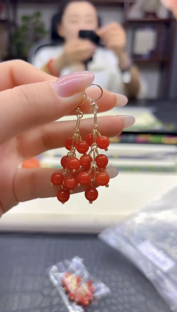 14K金镶嵌翡翠耳饰DIY款E935