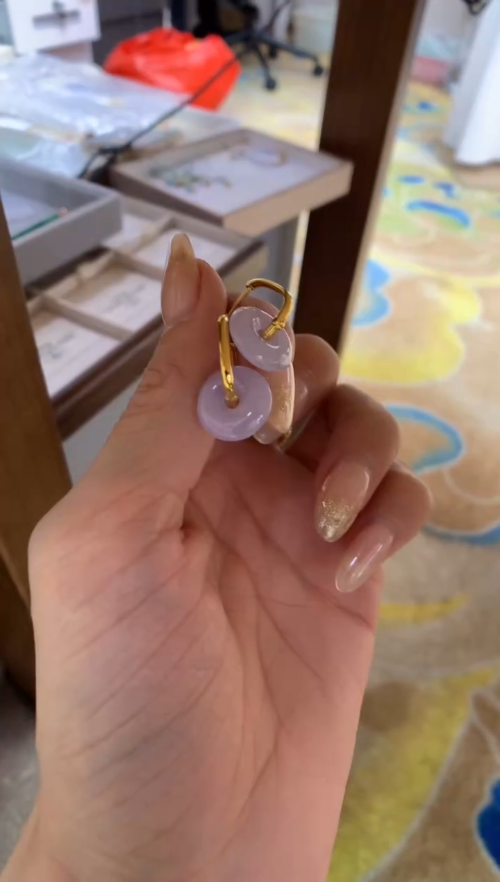 【闪购商品】翡翠耳饰18K金镶嵌耳包