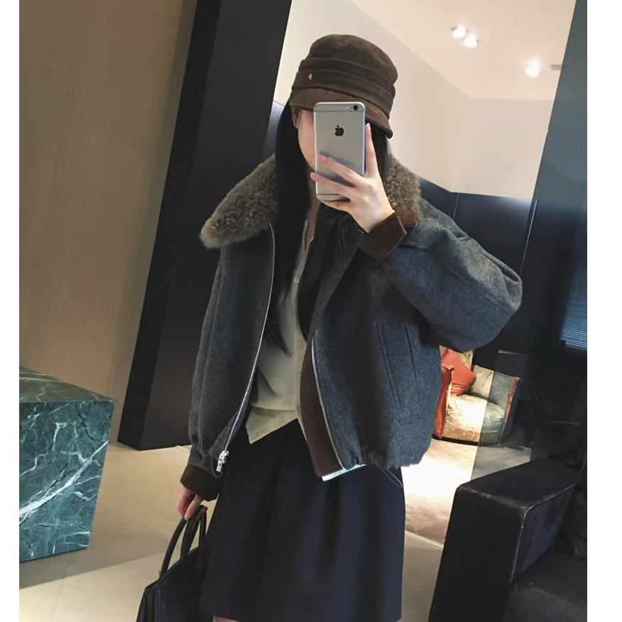 新款7206毛领人字纹羊毛肌理感高奢侈鹅绒服