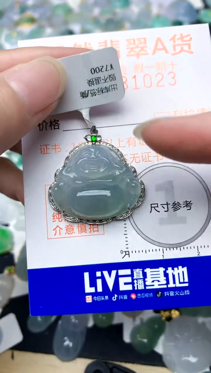 颈饰18K金镶嵌翡翠天然A货翡翠