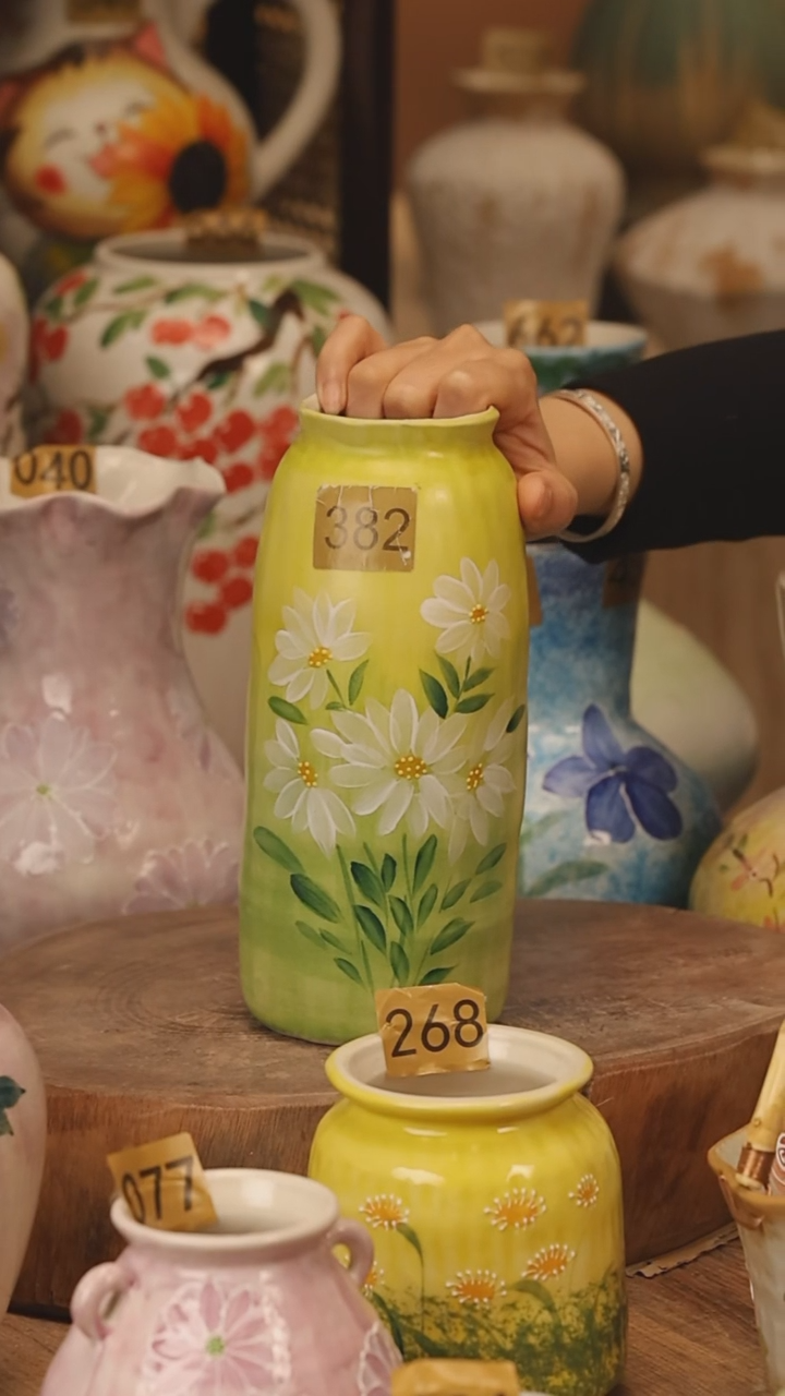 陶瓷景德镇设计师手作花器摆件侘寂风@M382@