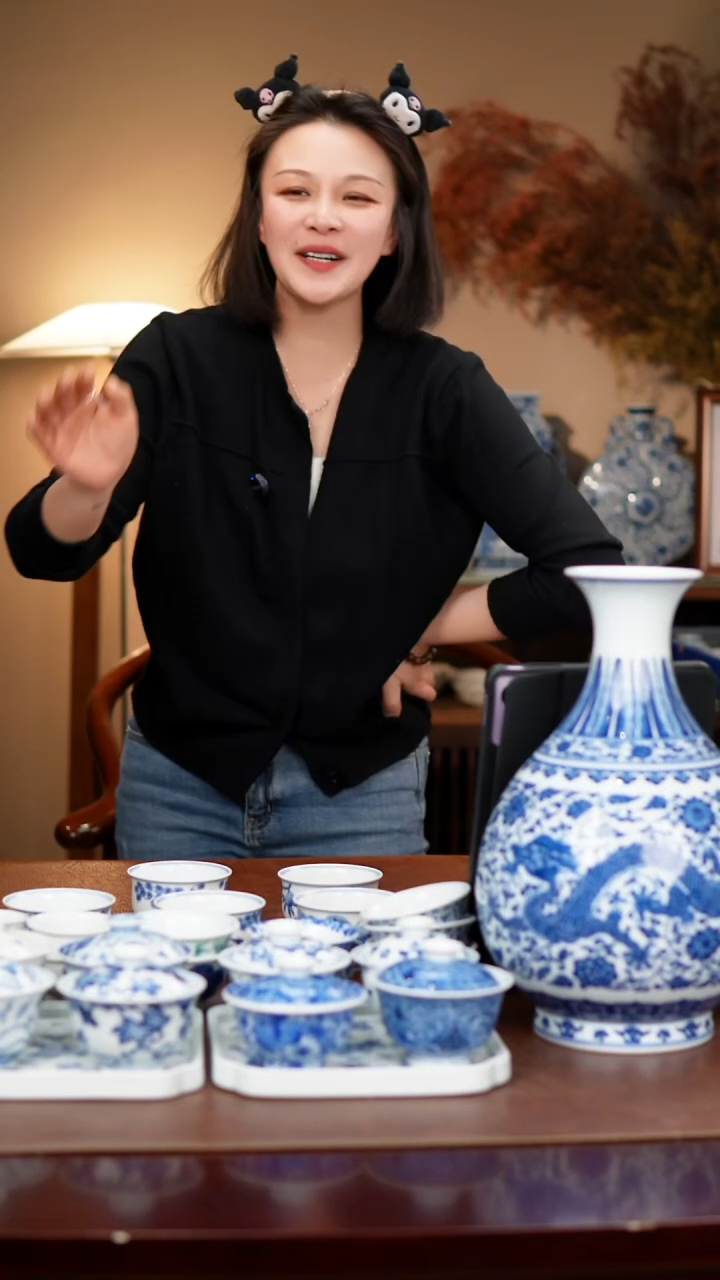 摆件陶小*虽景德镇瓷器，青花瓷手绘茶具~