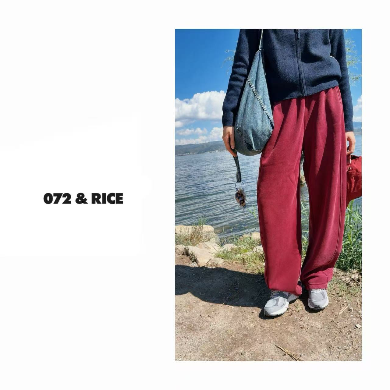 072 & RICE【暖阳裤】100纯棉 秋冬休闲橡筋腰奥粒绒长裤 N-32NF18