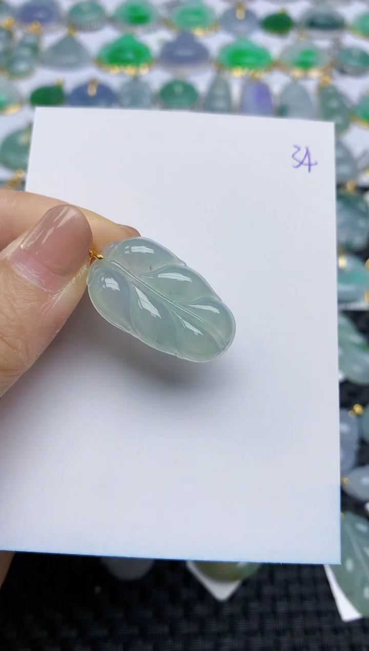 【闪购商品】翡翠颈饰18K金镶嵌天然A货翡翠 34