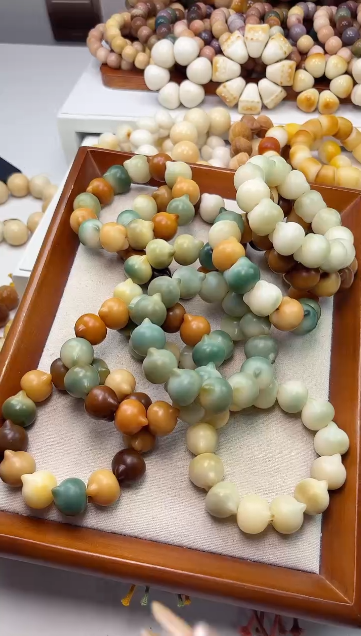 手串菩提根/象牙果沐j72干磨猫猫头21mm手串瑕疵不补随机