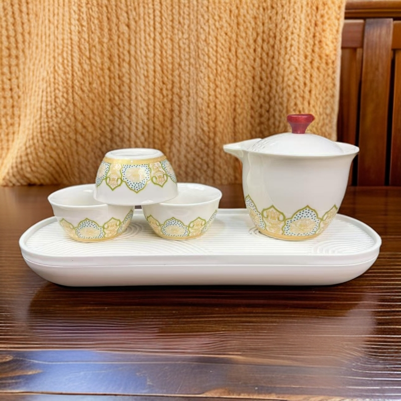 宝象莲一壶三杯旅行茶具带包