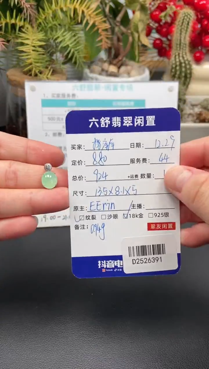颈饰18K金镶嵌翡翠挠****）D2526391