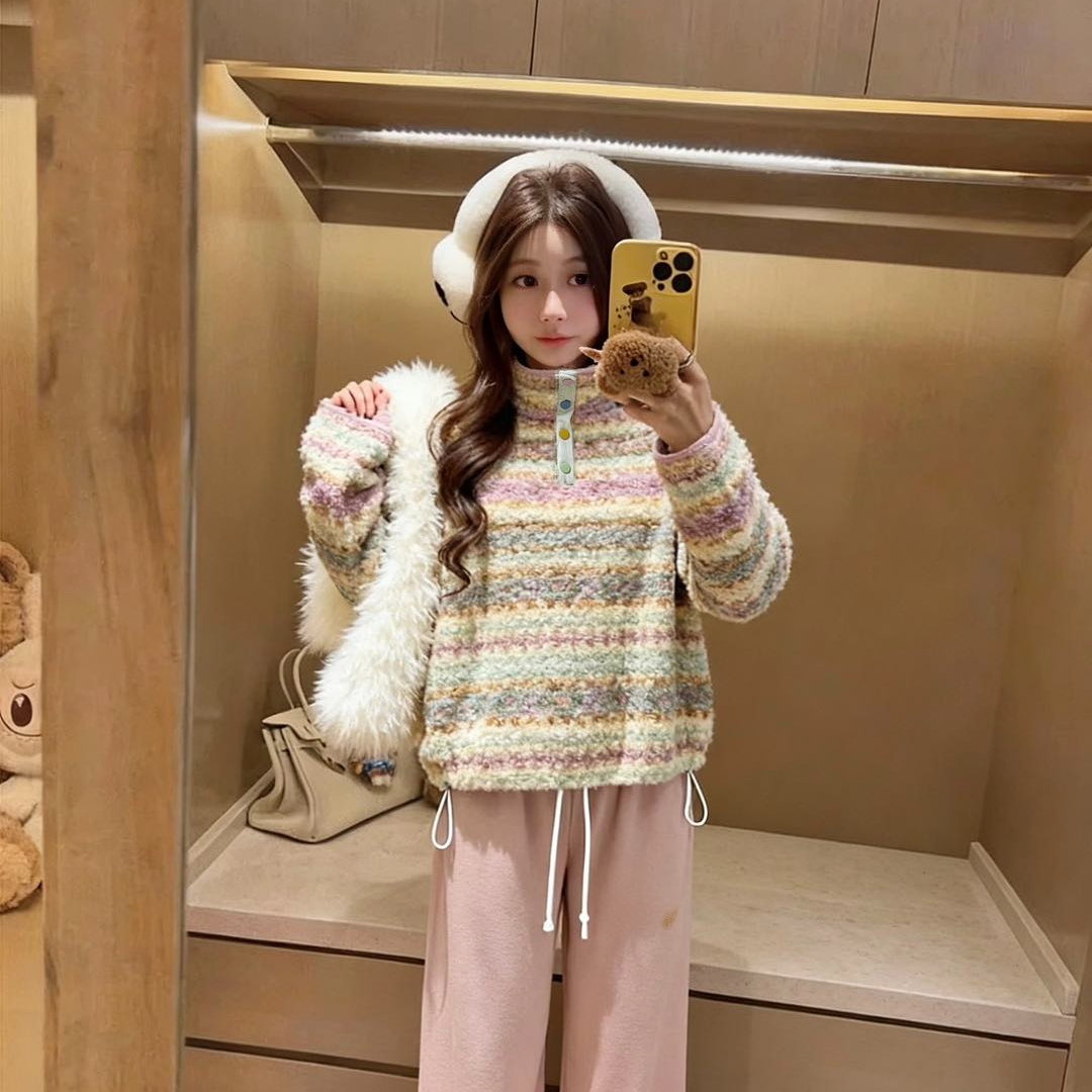 “小岛微风"毛衫常规款卫衣韩版宽松型撞色