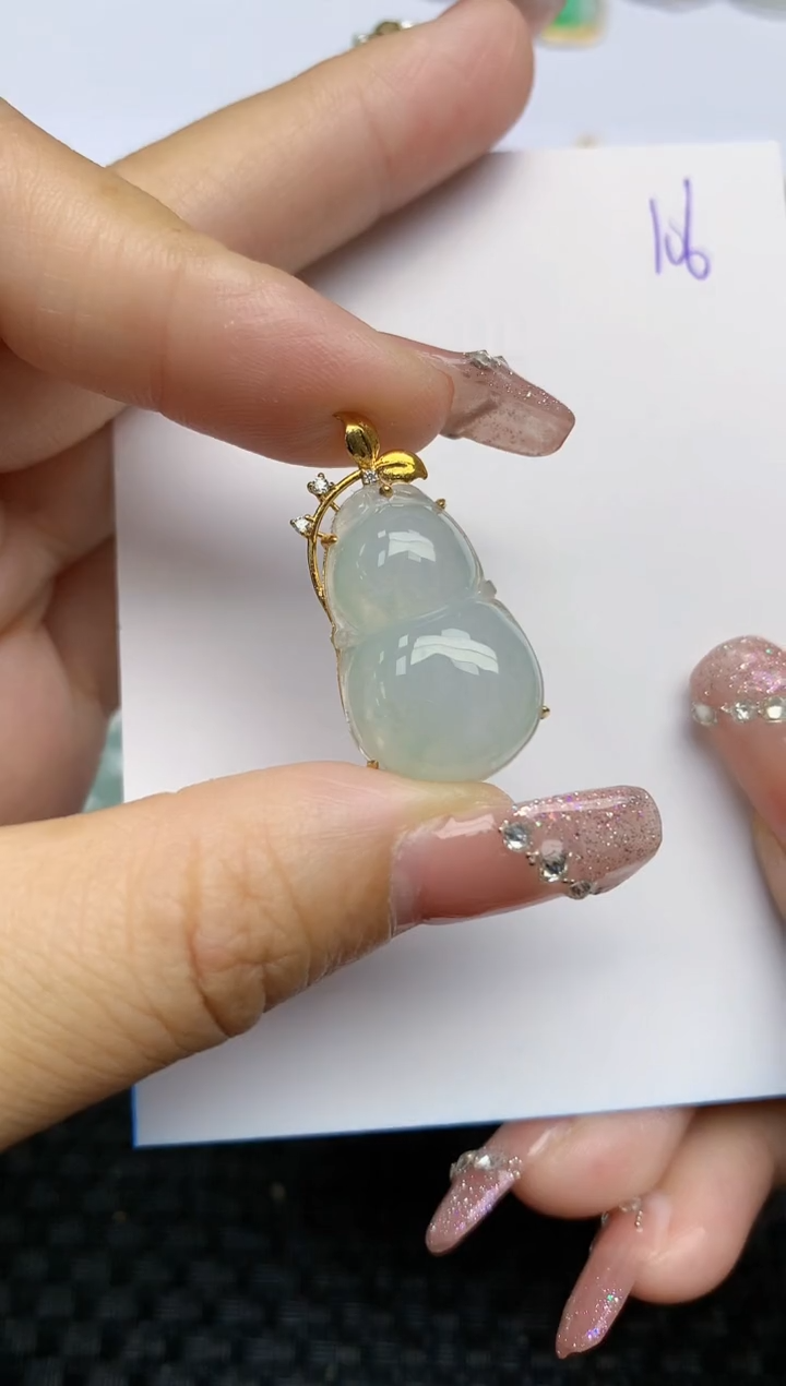 【闪购商品】翡翠颈饰18K金镶嵌天然A货翡翠 106