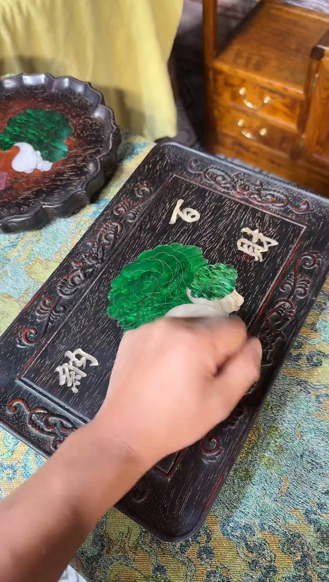 贡木紫檀独板白菜盘11111111111111111