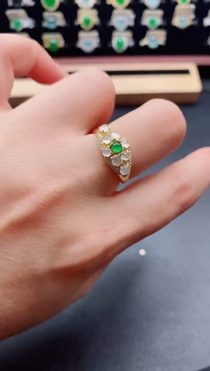 银S925镶嵌戒指翡翠1