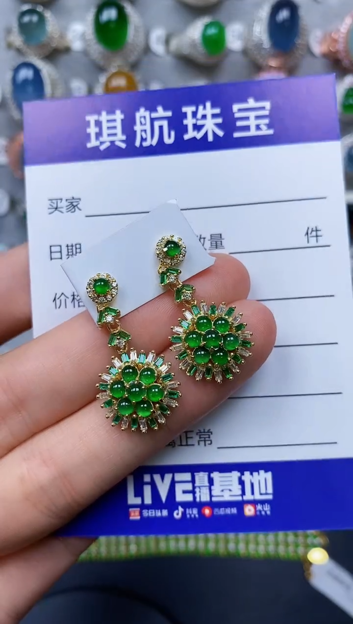 【闪购商品】翡翠耳饰银S925镶嵌0063