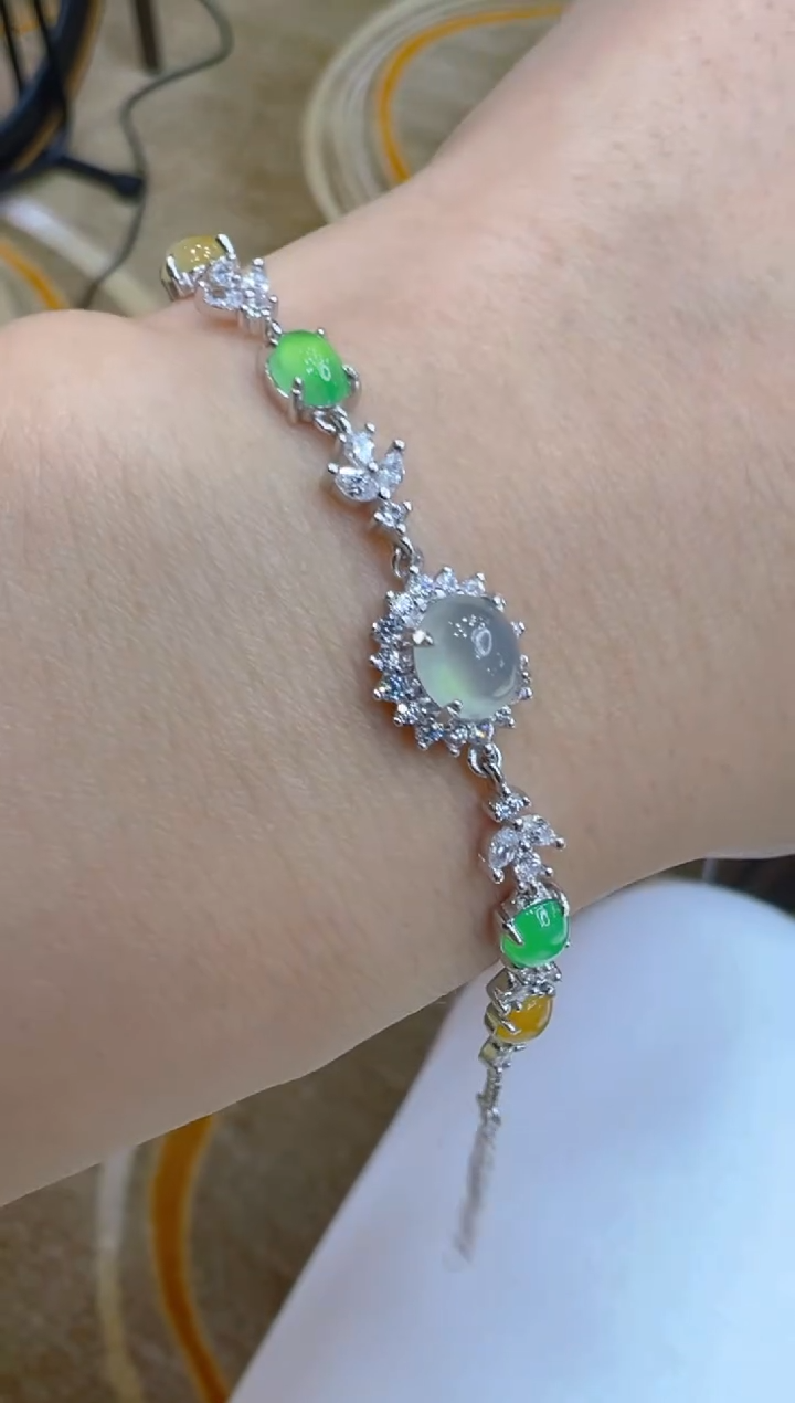银S925镶嵌手链翡翠多样性团购发一件