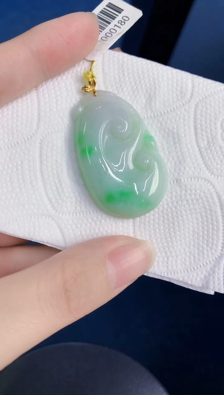 颈饰18K金镶嵌翡翠天然翡翠缅甸A货