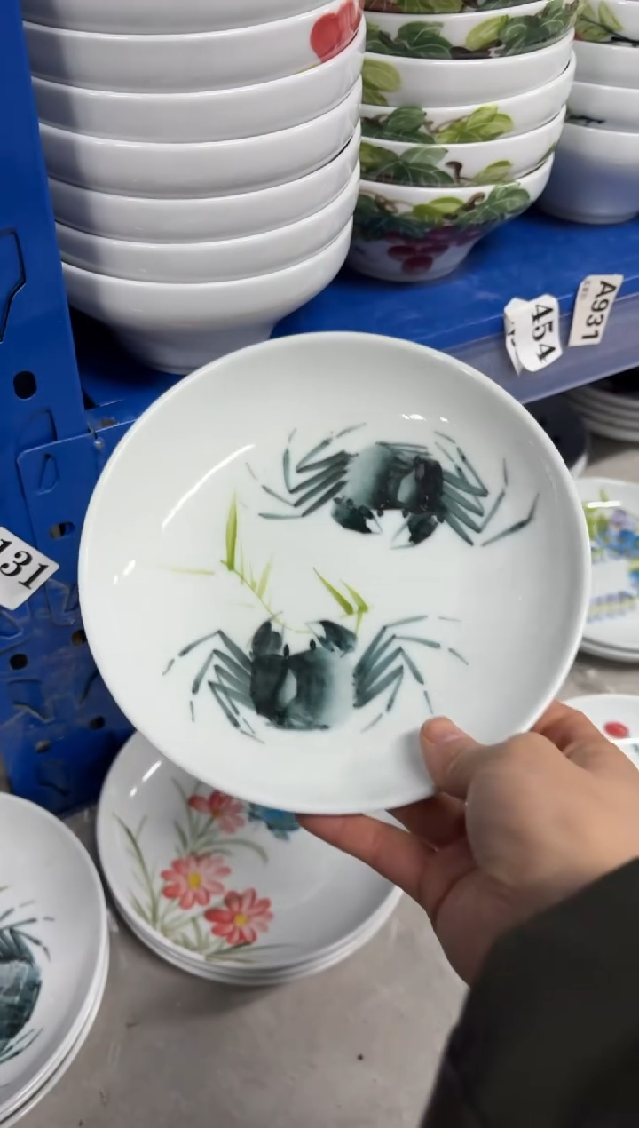 景德镇高温陶瓷食品级手绘釉中彩餐具-浅盘