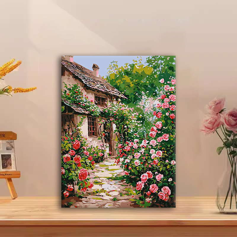 (见过花开）diy数字油画红线条手工填涂色解压治愈丙烯装饰画