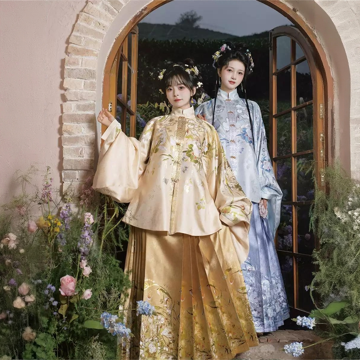 【月下弦音】明制立领对襟袄织金马面裙套装琵琶袖无贰集秋冬女汉服