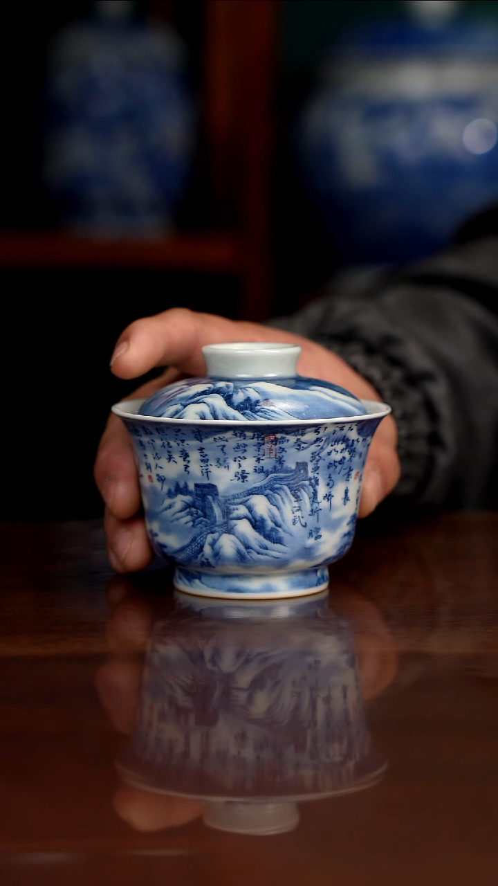 景琳藏青花北派山水沁园春雪