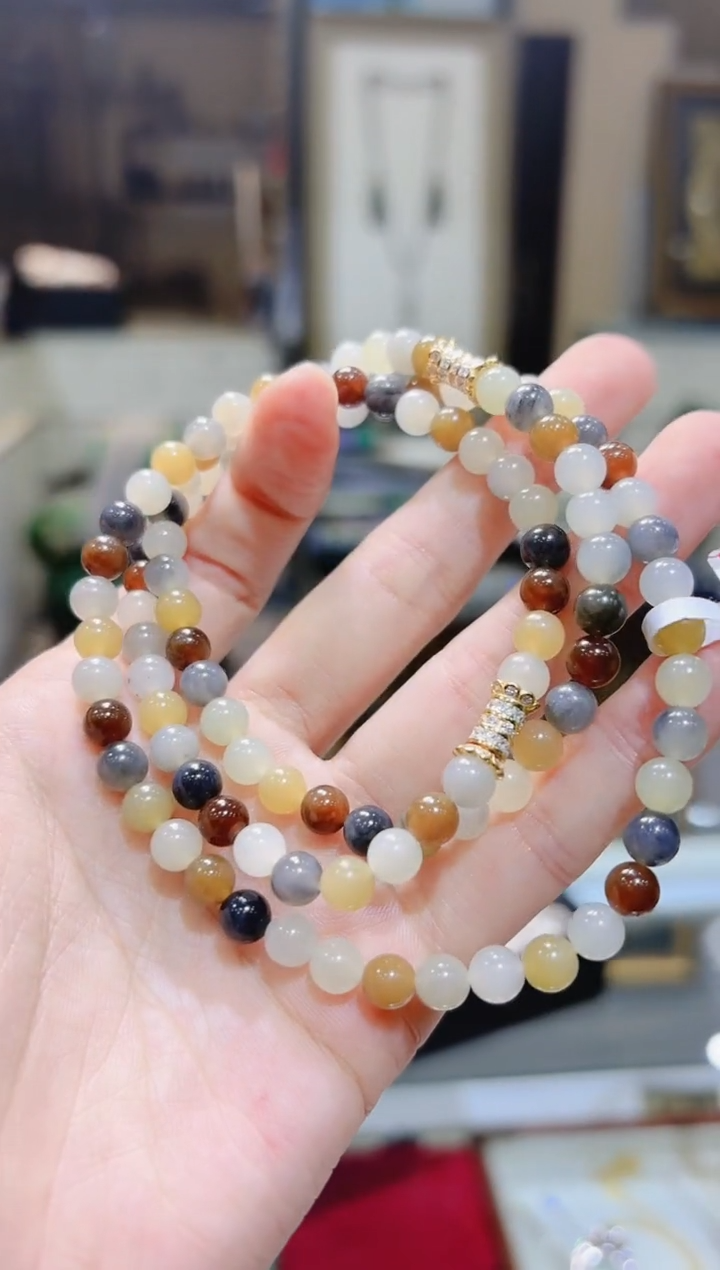 【闪购商品】和田玉手串未镶嵌楼兰和田玉多宝项链Y