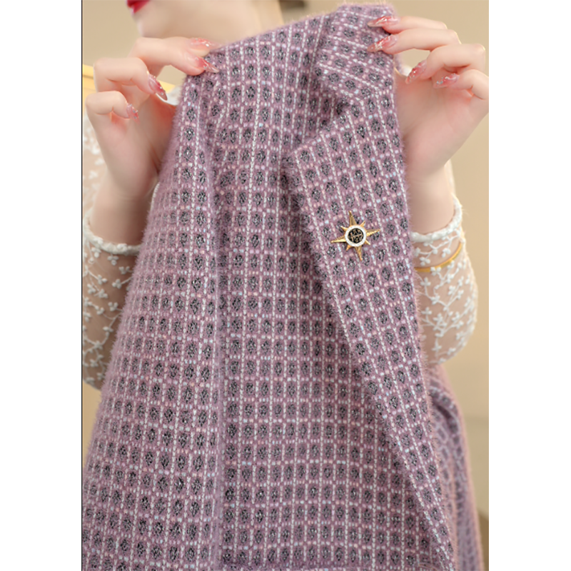 2025秋季新款时尚百搭格纹气质高级感西装领保暖短外套