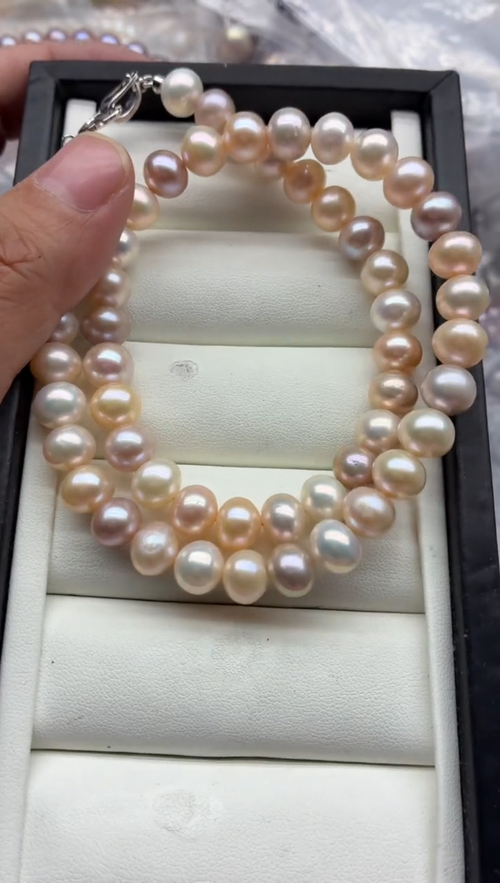 项链银S925镶嵌淡水珍珠，非无暇