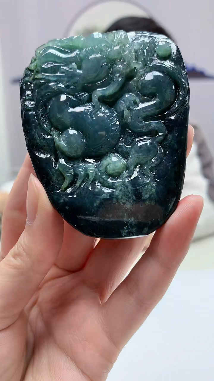 【闪购商品】定制翡翠未镶嵌4917zm-毛货挂件龙牌103