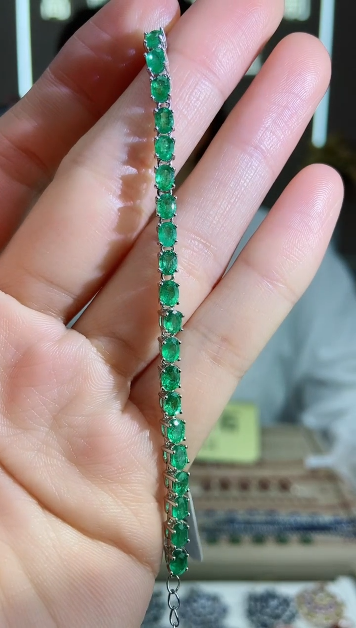 【闪购商品】祖母绿手链银S925镶嵌手链