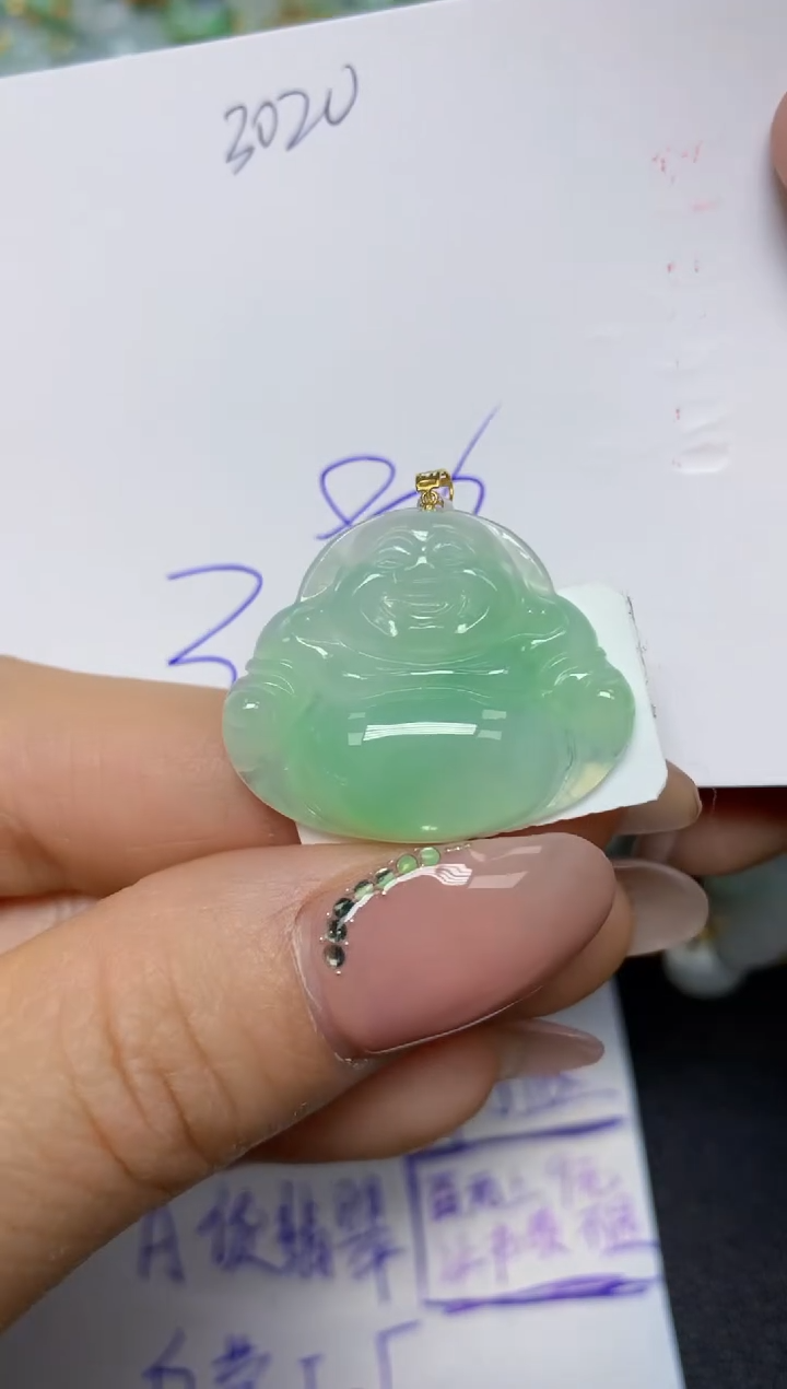 【闪购商品】翡翠挂件18K金镶嵌 天然翡翠A货