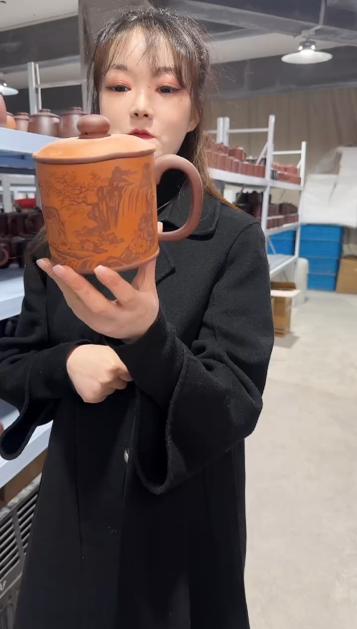 【闪购商品】紫砂盖杯紫砂盖杯粉浆鹿