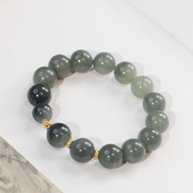 【素然】新疆青花和田玉12mm单圈手串