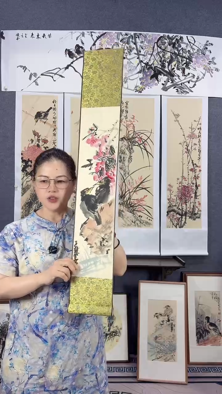 国画90*15吴铁成手绘卷轴